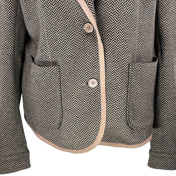 Darling! Libby. Edelman Brown & Tan Herringbone Blazer with Leopard Lini… - Picture 10 of 12